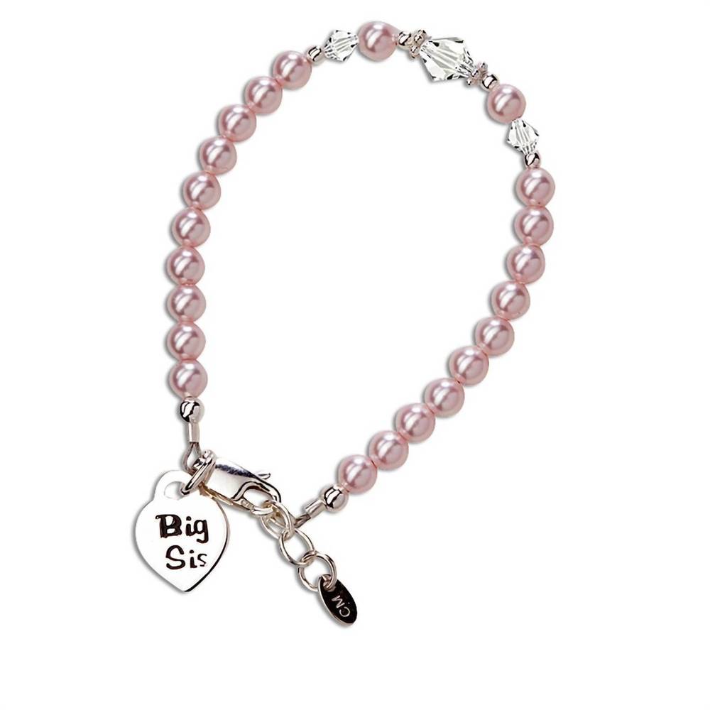 NEW CHERISHED MOMENTS big sis sterling silver bracelet in pink pearls